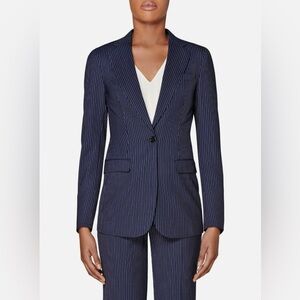Suistudio Cameron Pinstripe Navy Blue Wool Suit Jacket Size 36R NWT